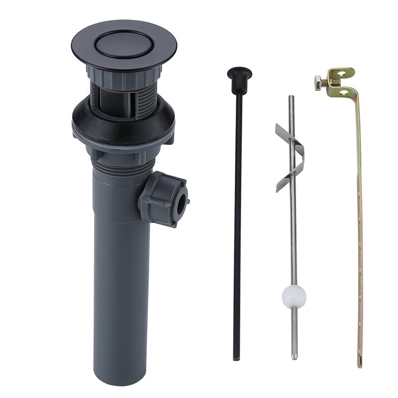 WOWOW Bathroom Drain Assembly Stopper with Lift Rod for Bathroom Faucet Vanity Sink Pop-Up Drain Stopper Assembly with Lift Rod and Overflow,Black - Image 1